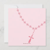 Bruin Roze Rosary Eerste Heilige Communieuitnodigi Kaart (Achterkant)