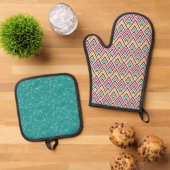 BRUIN ROZE SINAASAPPEL TURQUOISE GEOMETRISCH PATRO OVENWANT & PANNENLAP SET (Top down)