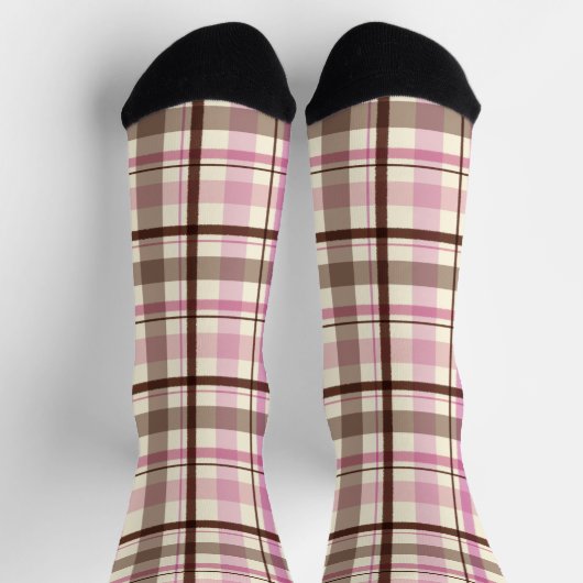 Bruin & Roze Tartan Schattig Plaid Sokken (Top)