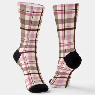 Bruin & Roze Tartan Schattig Plaid Sokken