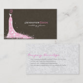 Bruin Roze & Wit Trouwjurk &  Kant Visitekaartje (Voorkant / Achterkant)
