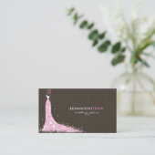 Bruin Roze & Wit Trouwjurk &  Kant Visitekaartje (Staand voorkant)