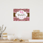 Bruin, Roze Zebra Stripes Baby shower Poster (Keuken)