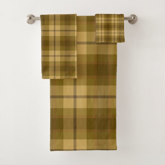 Bruin ruitpatroon bad handdoek (Insitu)