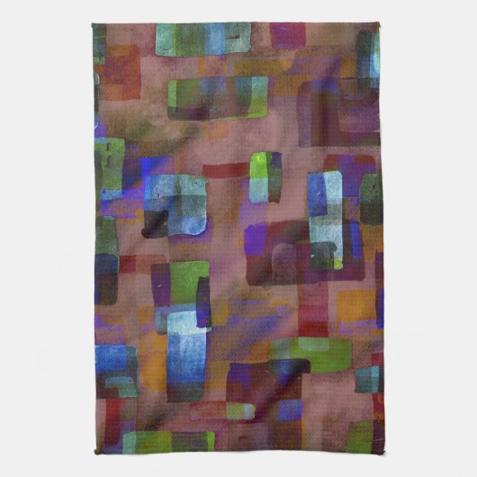 Bruin Rust Blue Green Theedoek (Verticaal)