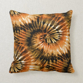 Bruin & Rust Tie Dye Starburst Spiral Retro Kussen