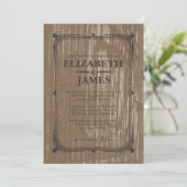 Bruin Rustic Barn Wood Wedding Invitations Kaart (Staand voorkant)