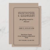 Bruin Rustic Classic trouwuitnodiging Kaart (Voorkant / Achterkant)