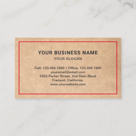 Bruin - Rustic Kraft - autosleepboot Visitekaartje (Achterkant)