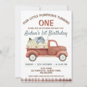 Bruin Rustic Little Pumpkin Truck, 1ste verjaardag Kaart (Voorkant)