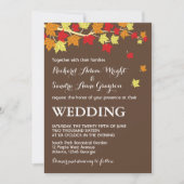 Bruin Rustic Maple Leaves Fall Wedding Invitation Kaart (Voorkant)