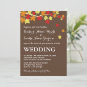 Bruin Rustic Maple Leaves Fall Wedding Invitation Kaart (Staand voorkant)