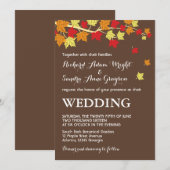 Bruin Rustic Maple Leaves Fall Wedding Invitation Kaart (Voorkant / Achterkant)