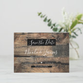 Bruin Rustic Old Wood Board Weddenschap Save the D Kaart (Staand voorkant)
