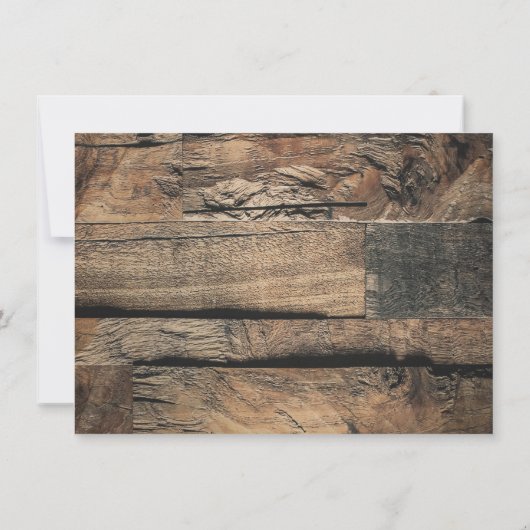 Bruin Rustic Old Wood Board Weddenschap Save the D Kaart (Achterkant)