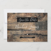 Bruin Rustic Old Wood Board Weddenschap Save the D Kaart (Voorkant)
