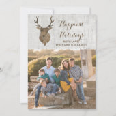 Bruin Rustic Waterverf Deer Holiday Foto Flat Feestdagenkaart (Voorkant)