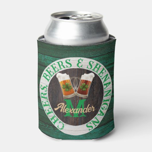 Bruin Rustic Wood Cheers Beers Shenanigans Blikjeskoeler (Blikje Voorkant)