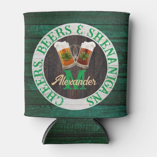 Bruin Rustic Wood Cheers Beers Shenanigans Blikjeskoeler (Voorkant)