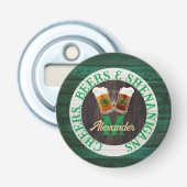 Bruin Rustic Wood Cheers Beers Shenanigans Button Flesopener (Voorkant)