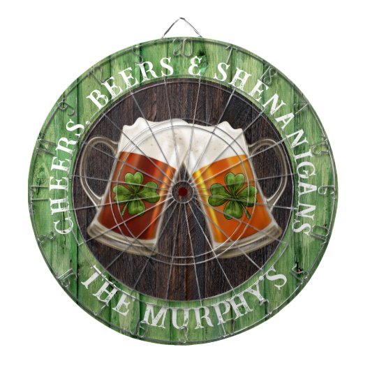 Bruin Rustic Wood Cheers Beers Shenanigans Dart Bo Dartbord (Voorkant)
