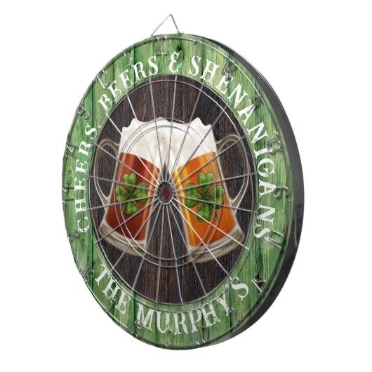 Bruin Rustic Wood Cheers Beers Shenanigans Dart Bo Dartbord (Voorkant Rechts)