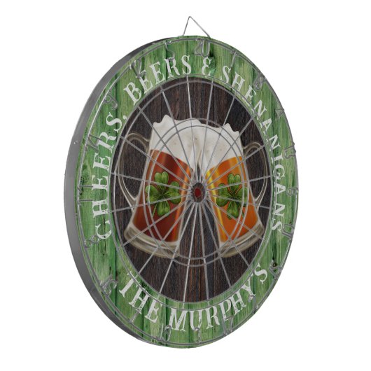 Bruin Rustic Wood Cheers Beers Shenanigans Dart Bo Dartbord (Voorkant Links)