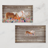 Bruin Rustic Wood Ride Pony Floral Small Horse Visitekaartje (Voorkant / Achterkant)