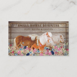 Bruin Rustic Wood Ride Pony Floral Small Horse Visitekaartje