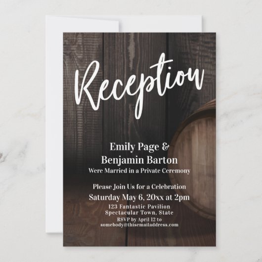 Bruin Rustic Wooden Barrel Weddenschap Kaart (Voorkant)