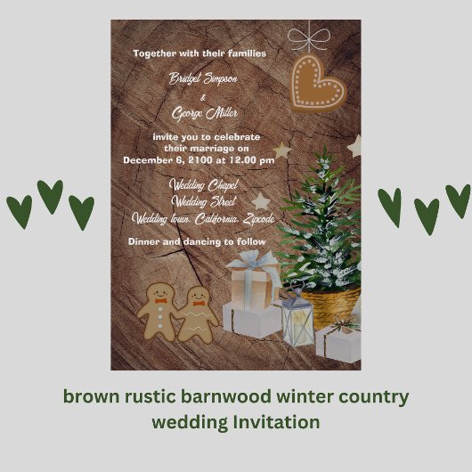 bruin rustiek barnwood land bruiloft uitnodiging