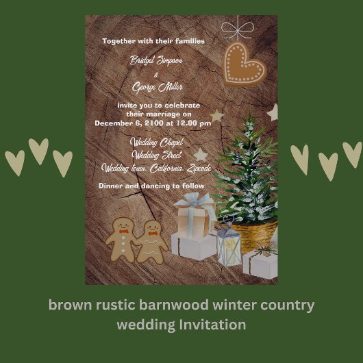 bruin rustiek barnwood land bruiloft uitnodiging