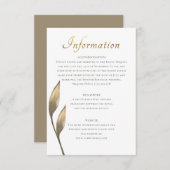 Bruin rustiek blad goud script gast informatie informatiekaartje (Voorkant / Achterkant)