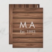 Bruin rustiek boho naam toevoegen letter jaar datu briefkaart (Voorkant / Achterkant)
