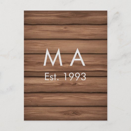 Bruin rustiek boho naam toevoegen letter jaar datu briefkaart (Voorkant)