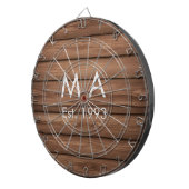 Bruin rustiek boho naam toevoegen letter jaar datu dartbord (Voorkant Rechts)