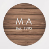 Bruin rustiek boho naam toevoegen letter jaar datu labels (Design 1)