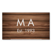 Bruin rustiek boho naam toevoegen letter jaar datu magnetisch visitekaartje (Voorkant)