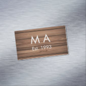 Bruin rustiek boho naam toevoegen letter jaar datu magnetisch visitekaartje (Voorbeeld)