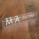 Bruin rustiek boho naam toevoegen letter jaar datu naambordje (Zijkant)