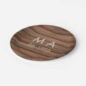 Bruin rustiek boho naam toevoegen letter jaar datu papieren bordje (Gekanteld)