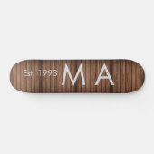 Bruin rustiek boho naam toevoegen letter jaar datu persoonlijk skateboard (Horizontaal)