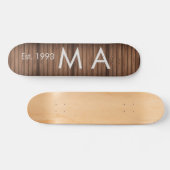 Bruin rustiek boho naam toevoegen letter jaar datu persoonlijk skateboard (Horizontaal)