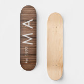 Bruin rustiek boho naam toevoegen letter jaar datu persoonlijk skateboard (Voorkant)