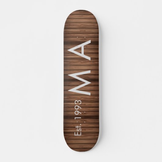 Bruin rustiek boho naam toevoegen letter jaar datu persoonlijk skateboard (Voorkant)