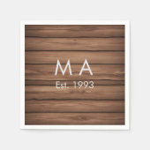 Bruin rustiek boho naam toevoegen letter jaar datu servet (Voorkant)