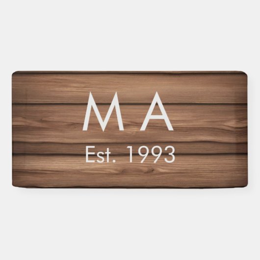 Bruin rustiek boho naam toevoegen letter jaar datu spandoek (Horizontaal)