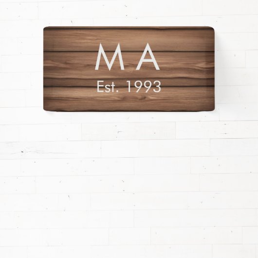 Bruin rustiek boho naam toevoegen letter jaar datu spandoek (Insitu)