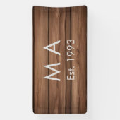 Bruin rustiek boho naam toevoegen letter jaar datu spandoek (Verticaal)