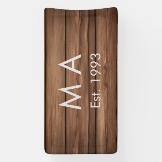 Bruin rustiek boho naam toevoegen letter jaar datu spandoek (Verticaal)